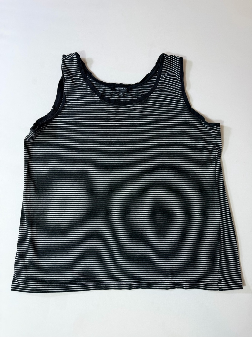 Jones New York Women's Black and White Striped Tank Top XL